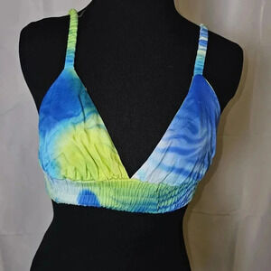 Bershka 100% Viscose tropical blue and yellow‎ bralette